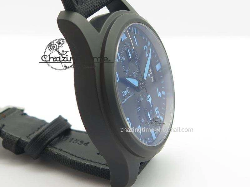 Pilot Chrono IW388003 Real Ceramic V6F 1:1 Best Edition On Black Nylon Strap A7750