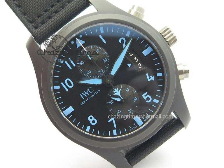 Pilot Chrono IW388003 Real Ceramic V6F 1:1 Best Edition On Black Nylon Strap A7750