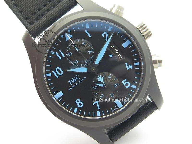 Pilot Chrono IW388003 Real Ceramic V6F 1:1 Best Edition On Black Nylon Strap A7750