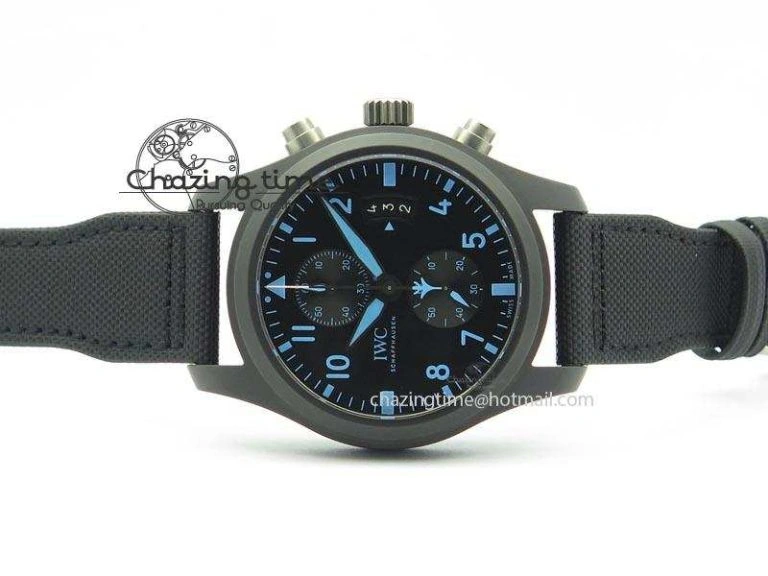 Pilot Chrono IW388003 Real Ceramic V6F 1:1 Best Edition On Black Nylon Strap A7750