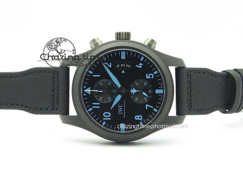 Pilot Chrono IW388003 Real Ceramic V6F 1:1 Best Edition On Black Nylon Strap A7750