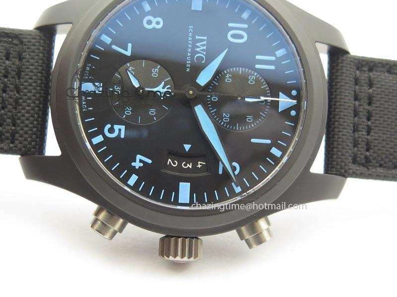 Pilot Chrono IW388003 Real Ceramic V6F 1:1 Best Edition On Black Nylon Strap A7750