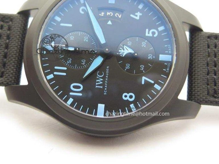 Pilot Chrono IW388003 Real Ceramic V6F 1:1 Best Edition On Black Nylon Strap A7750