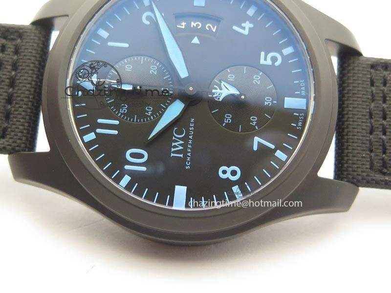 Pilot Chrono IW388003 Real Ceramic V6F 1:1 Best Edition On Black Nylon Strap A7750