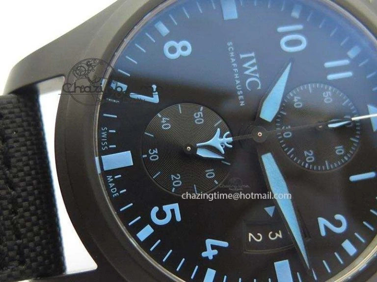 Pilot Chrono IW388003 Real Ceramic V6F 1:1 Best Edition On Black Nylon Strap A7750