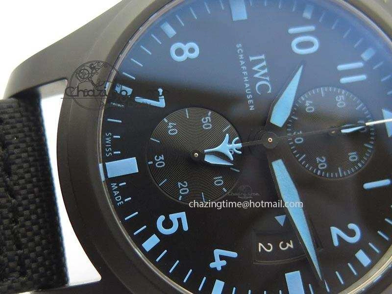 Pilot Chrono IW388003 Real Ceramic V6F 1:1 Best Edition On Black Nylon Strap A7750