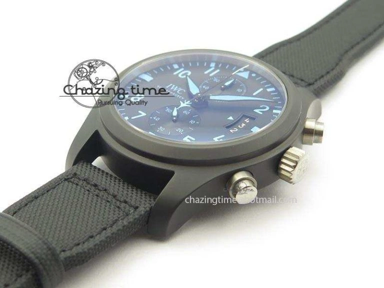 Pilot Chrono IW388003 Real Ceramic V6F 1:1 Best Edition On Black Nylon Strap A7750