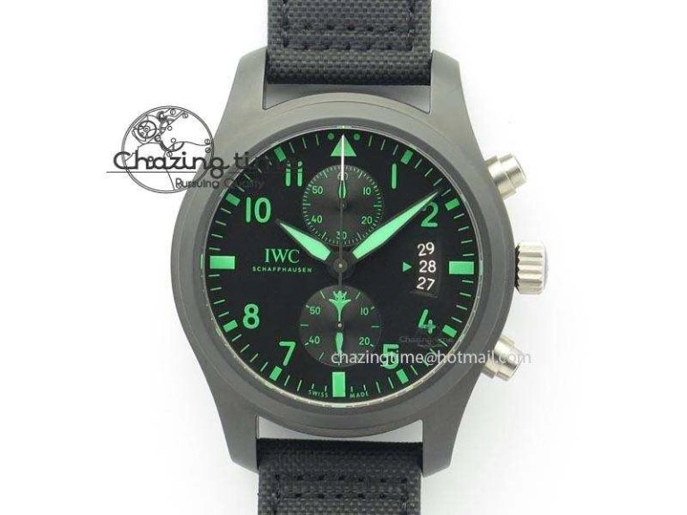 Pilot Chrono IW388003 Real Ceramic V6F Best Edition Green Markers On Black Nylon Strap A7750