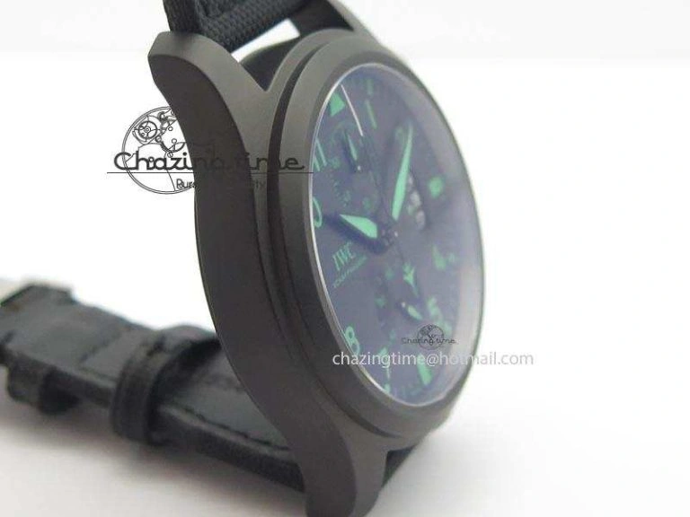 Pilot Chrono IW388003 Real Ceramic V6F Best Edition Green Markers On Black Nylon Strap A7750