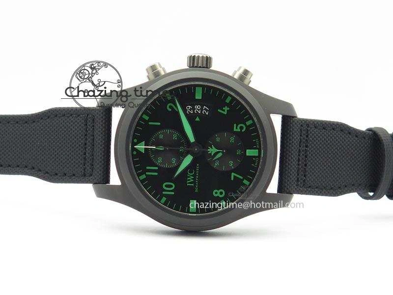 Pilot Chrono IW388003 Real Ceramic V6F Best Edition Green Markers On Black Nylon Strap A7750