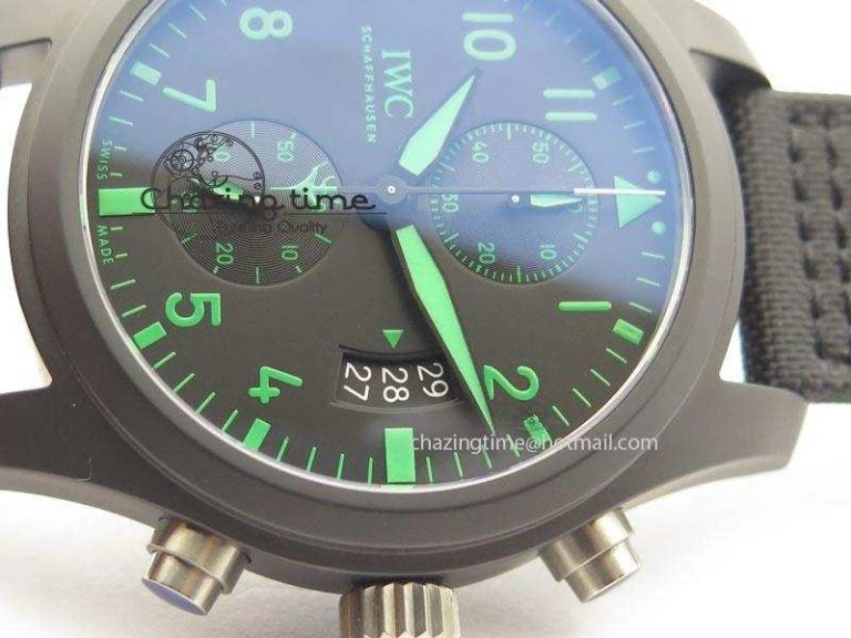 Pilot Chrono IW388003 Real Ceramic V6F Best Edition Green Markers On Black Nylon Strap A7750