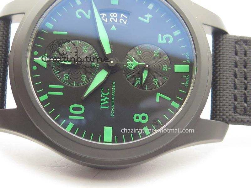 Pilot Chrono IW388003 Real Ceramic V6F Best Edition Green Markers On Black Nylon Strap A7750