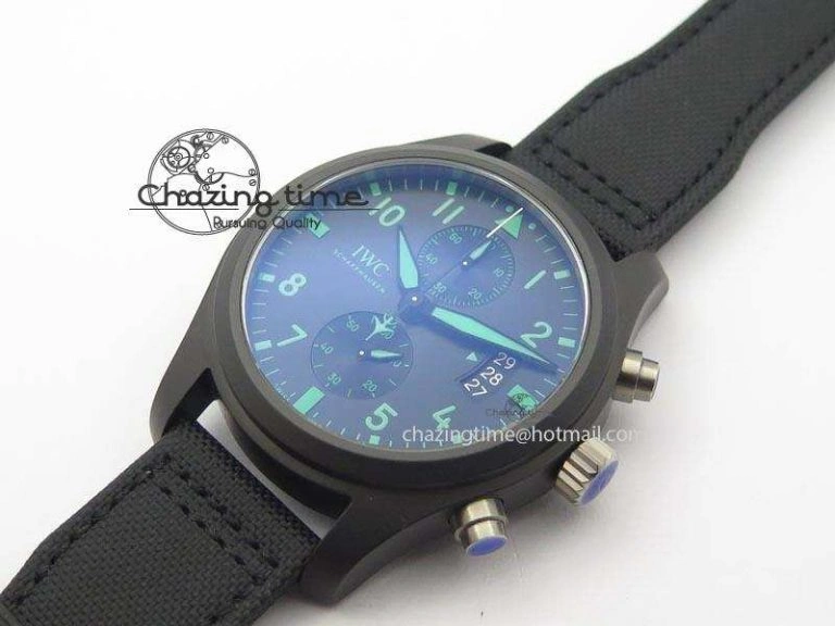 Pilot Chrono IW388003 Real Ceramic V6F Best Edition Green Markers On Black Nylon Strap A7750