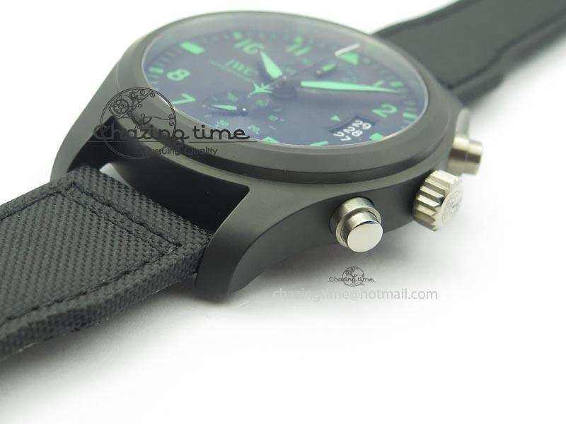 Pilot Chrono IW388003 Real Ceramic V6F Best Edition Green Markers On Black Nylon Strap A7750