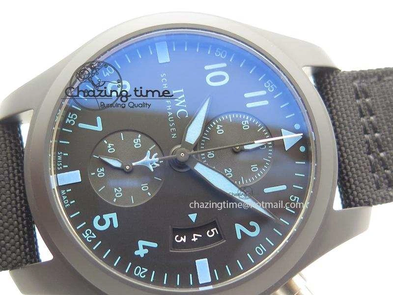 Pilot Chrono IW388003 Real Ceramic ZF 1:1 Best Edition On Black Nylon Strap A7750