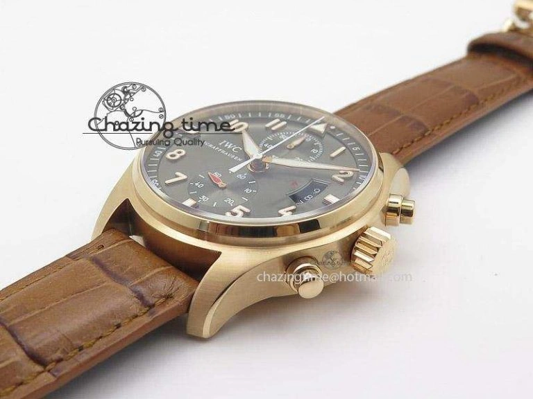 Pilot Chrono RG 3878 Gray Dial on Light Brown Leather Strap A7750