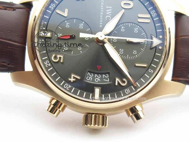 Pilot Chrono RG 3878 V6F Best Edition Gray Dial On Brown Leather Strap A7750