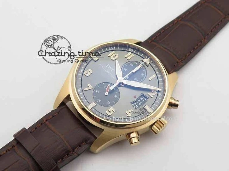Pilot Chrono RG 3878 V6F Best Edition Gray Dial On Brown Leather Strap A7750