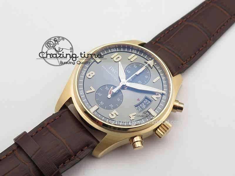Pilot Chrono RG 3878 V6F Best Edition Gray Dial On Brown Leather Strap A7750