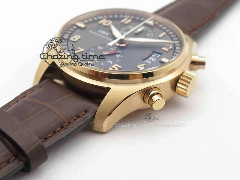 Pilot Chrono RG 3878 V6F Best Edition Gray Dial On Brown Leather Strap A7750