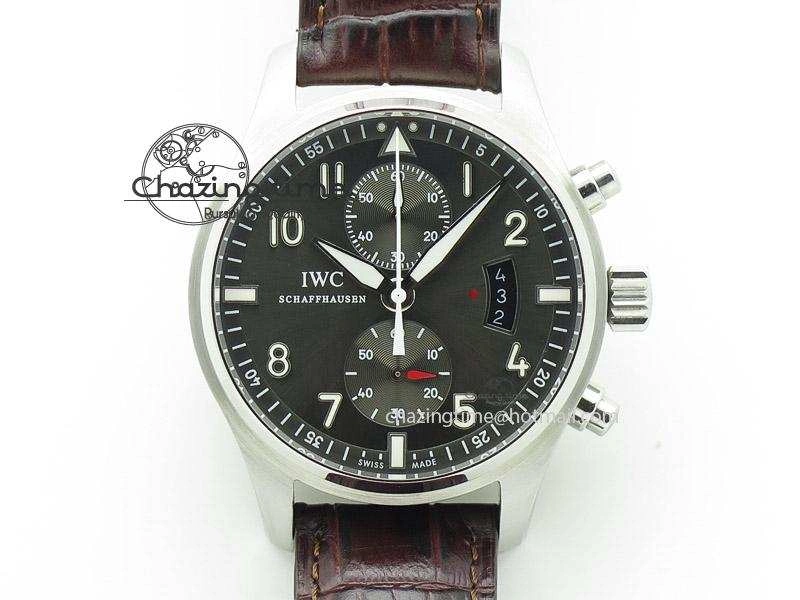 Pilot Chrono SS 3878 Gray Dial on Brown Leather Strap A7750