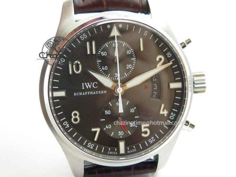 Pilot Chrono SS 3878 Gray Dial on Brown Leather Strap A7750