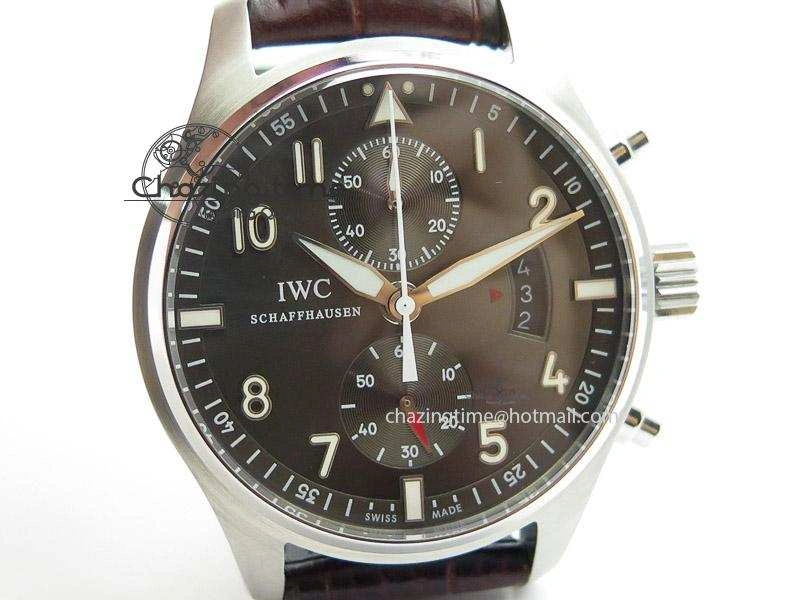 Pilot Chrono SS 3878 Gray Dial on Brown Leather Strap A7750