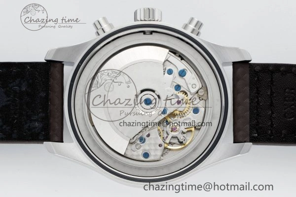 Pilot Chrono SS AZF 1:1 Best Edition Black Dial Orange Markers on Brown Leather Strap A7750