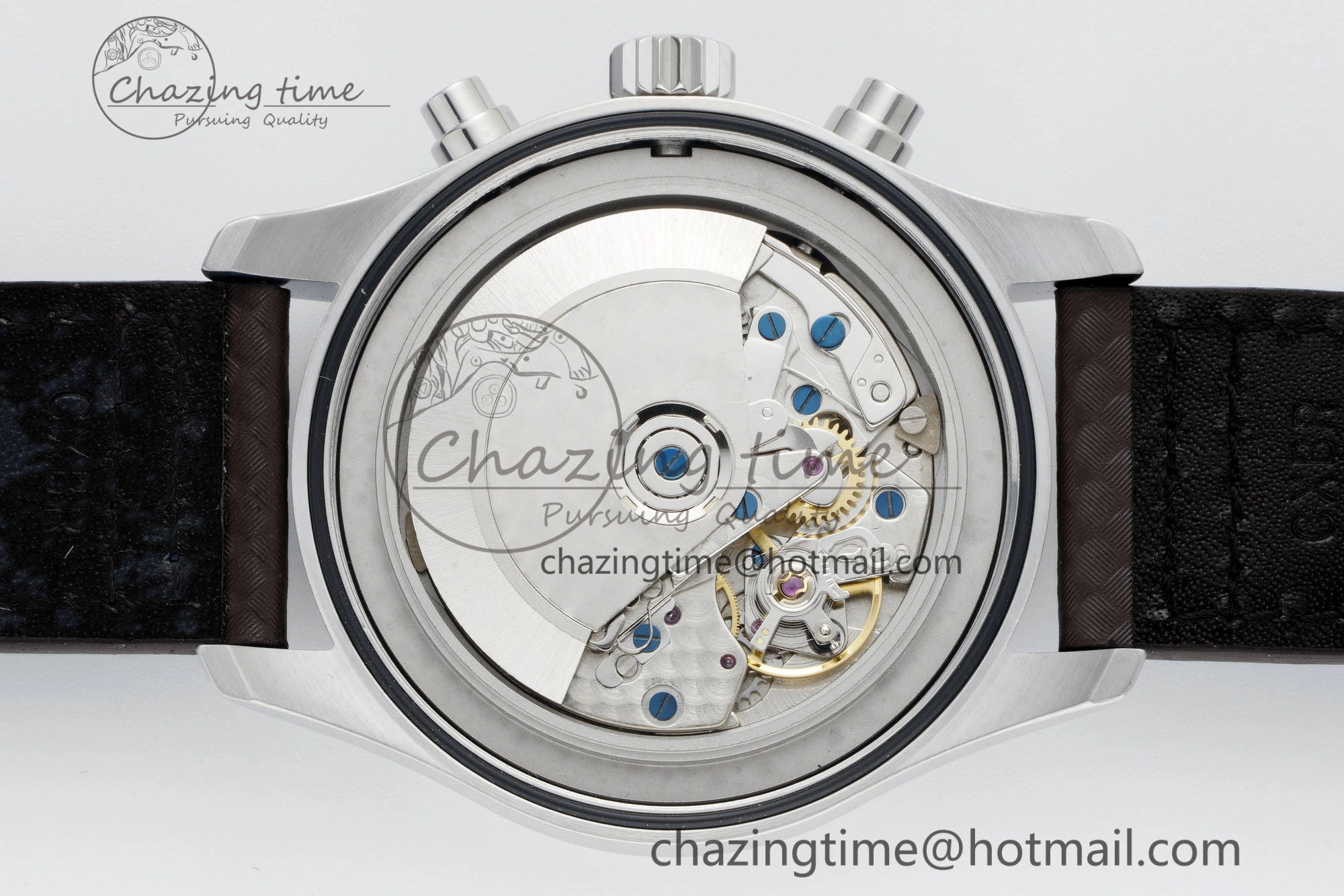 Pilot Chrono SS AZF 1:1 Best Edition Black Dial Orange Markers on Brown Leather Strap A7750