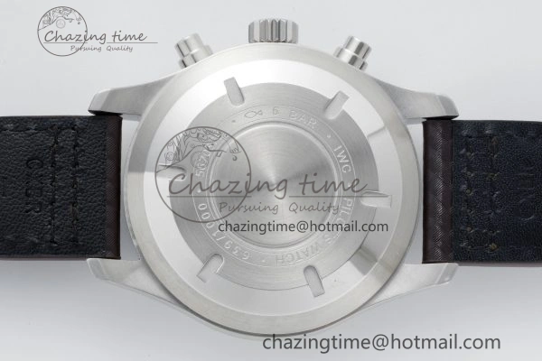 Pilot Chrono SS AZF 1:1 Best Edition Black Dial Orange Markers on Brown Leather Strap A7750