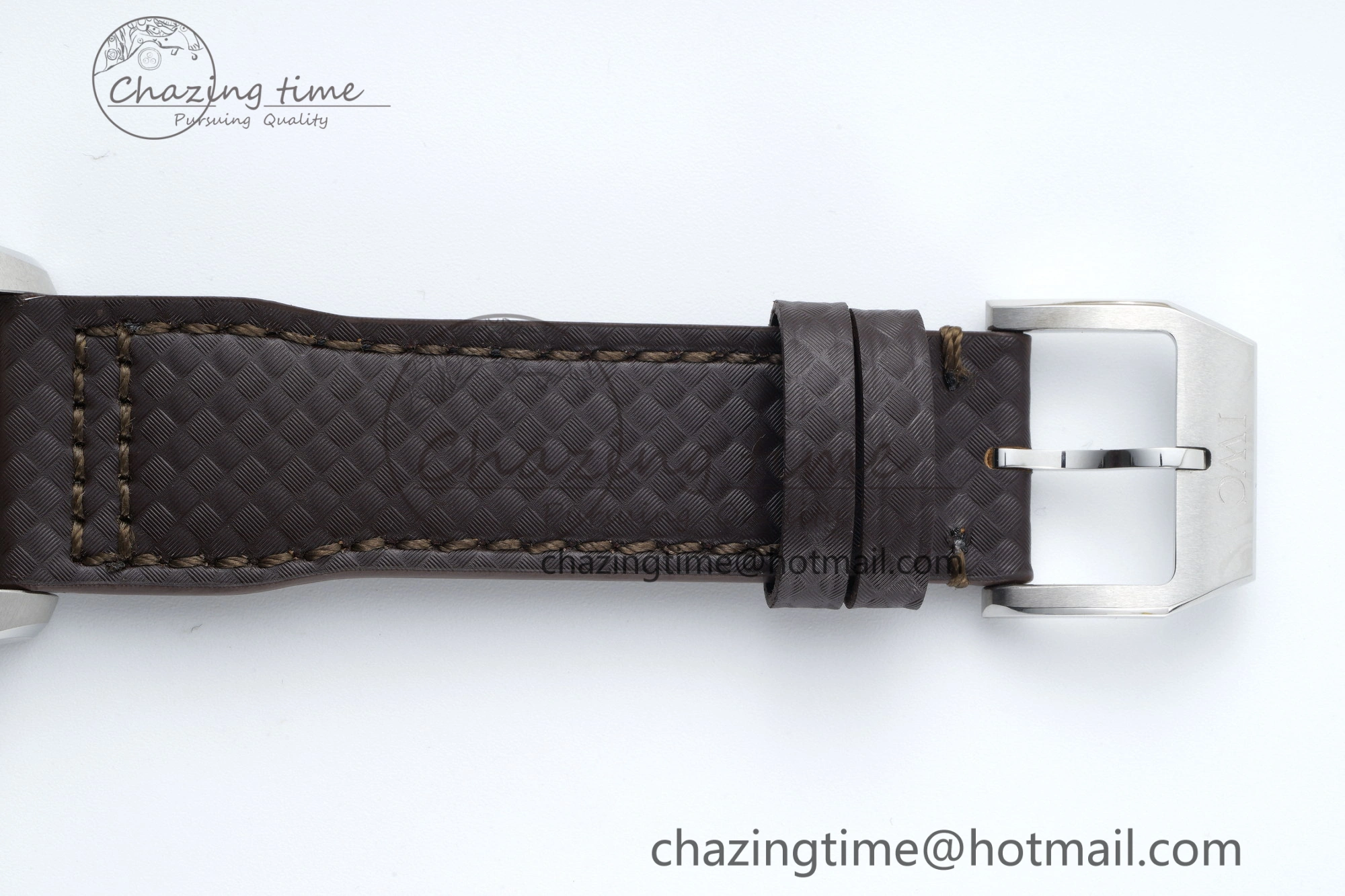 Pilot Chrono SS AZF 1:1 Best Edition Black Dial Orange Markers on Brown Leather Strap A7750