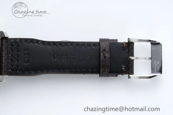 Pilot Chrono SS AZF 1:1 Best Edition Black Dial Orange Markers on Brown Leather Strap A7750