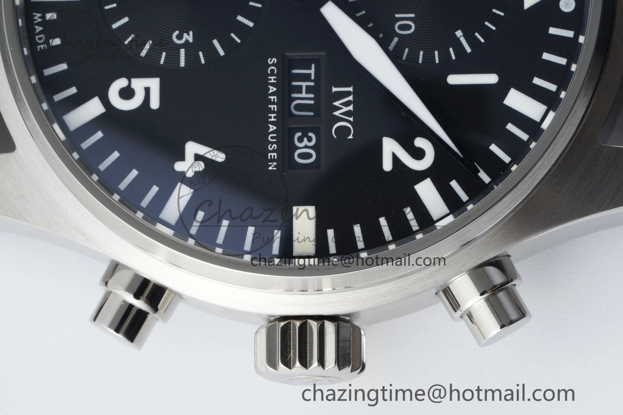 Pilot Chrono SS AZF 1:1 Best Edition Black Dial on Black Leather Strap A7750