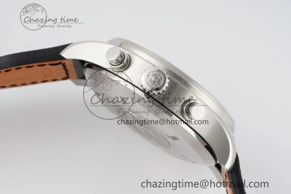 Pilot Chrono SS AZF 1:1 Best Edition Black Dial on Black Leather Strap A7750