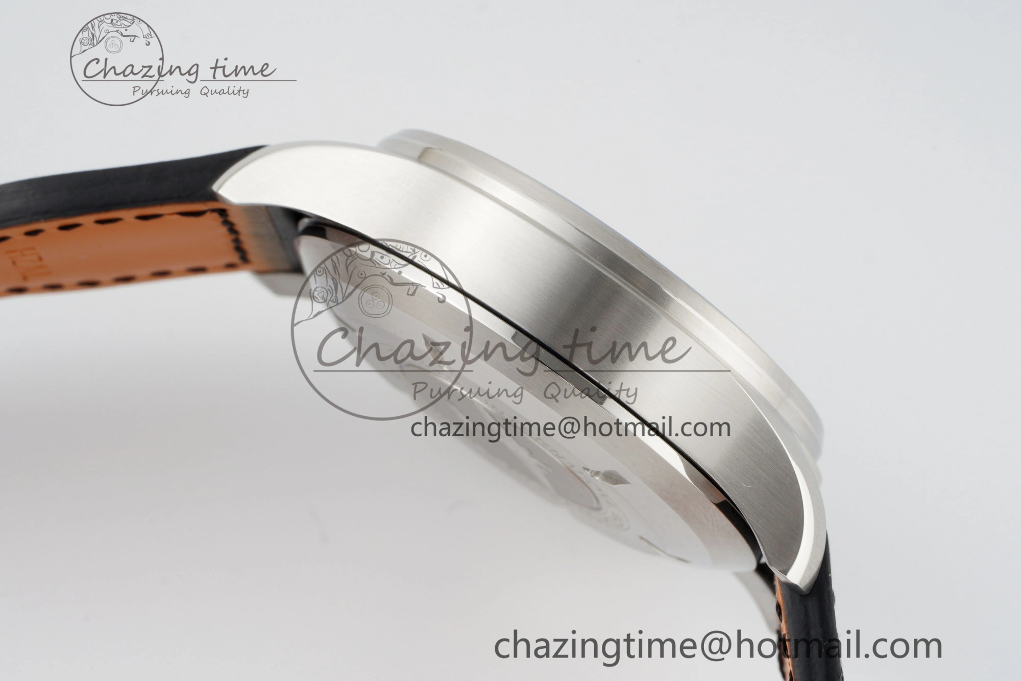 Pilot Chrono SS AZF 1:1 Best Edition Black Dial on Black Leather Strap A7750