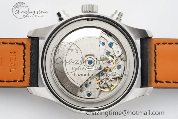 Pilot Chrono SS AZF 1:1 Best Edition Black Dial on Black Leather Strap A7750