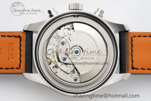 Pilot Chrono SS AZF 1:1 Best Edition Black Dial on Black Leather Strap A7750