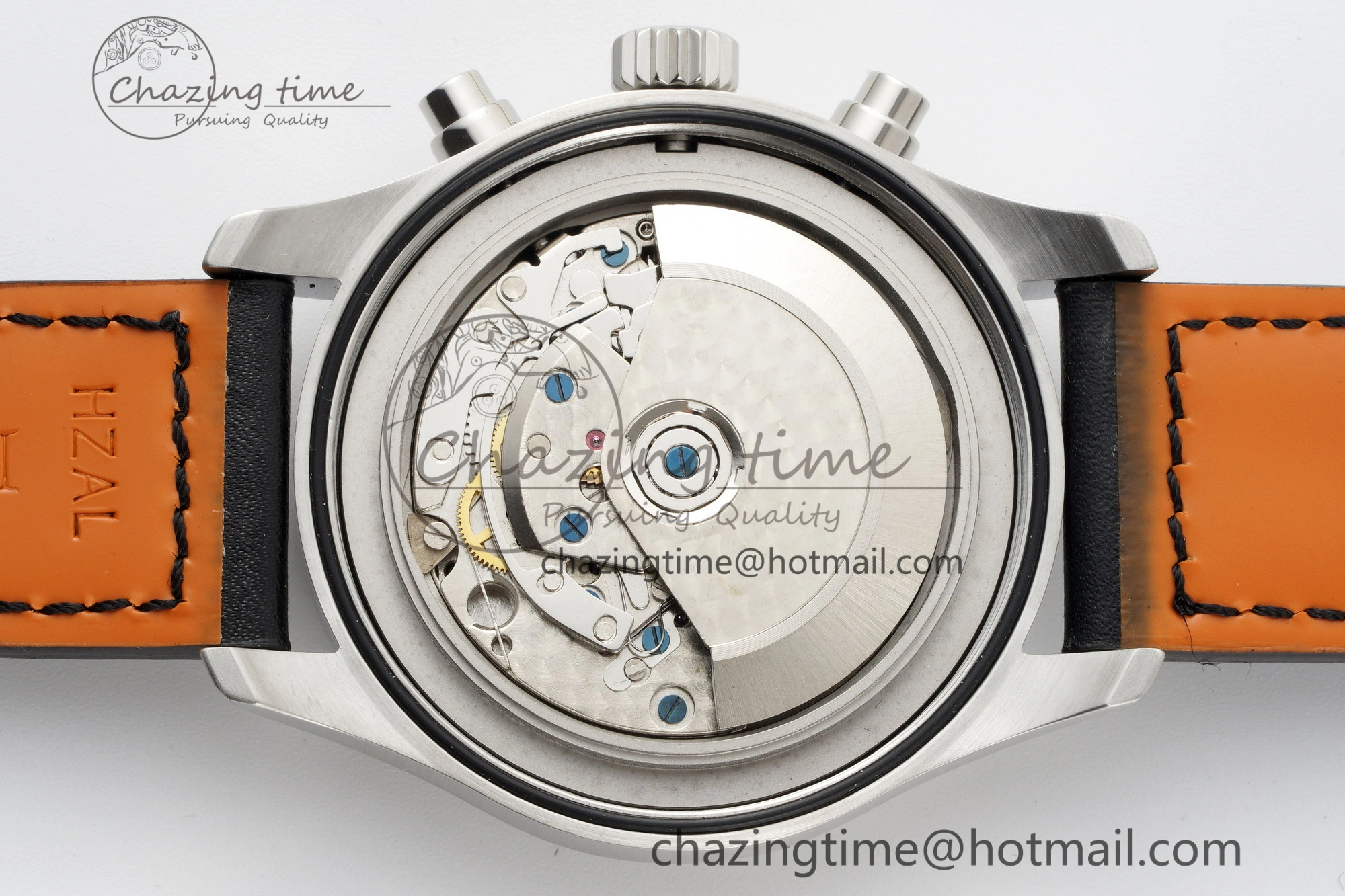 Pilot Chrono SS AZF 1:1 Best Edition Black Dial on Black Leather Strap A7750