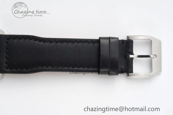 Pilot Chrono SS AZF 1:1 Best Edition Black Dial on Black Leather Strap A7750