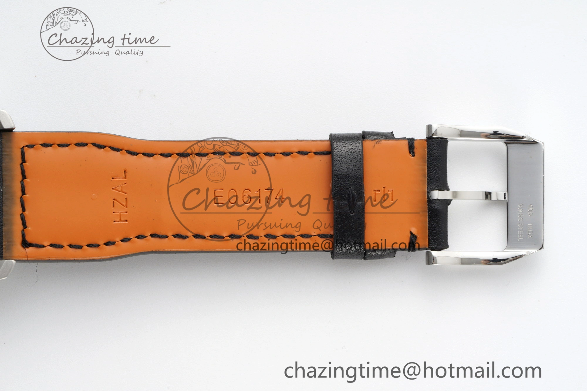 Pilot Chrono SS AZF 1:1 Best Edition Black Dial on Black Leather Strap A7750