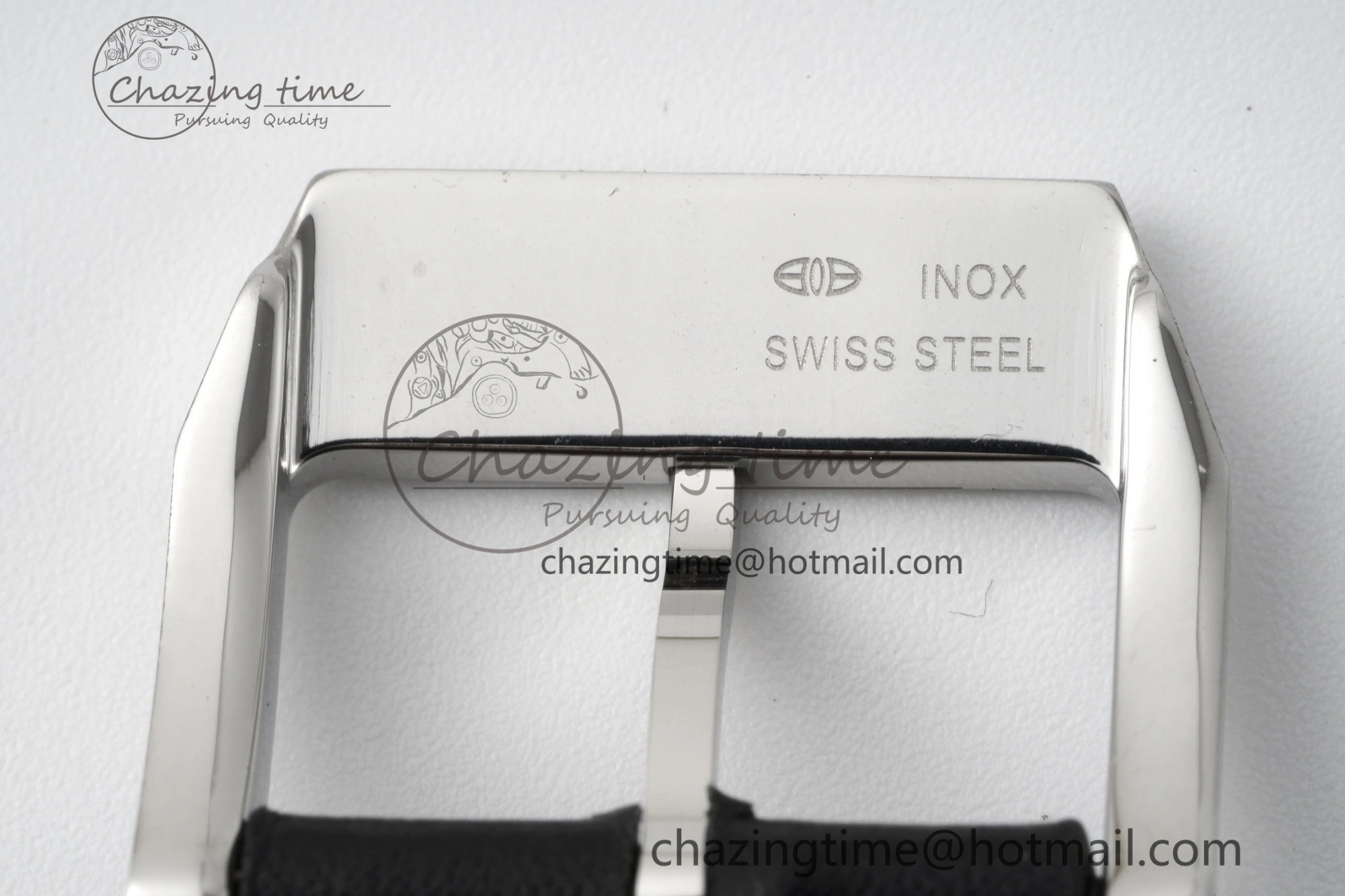 Pilot Chrono SS AZF 1:1 Best Edition Black Dial on Black Leather Strap A7750