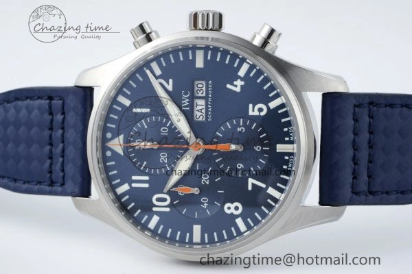 Pilot Chrono SS AZF 1:1 Best Edition Blue Dial Orange Hand on Blue Leather Strap A7750