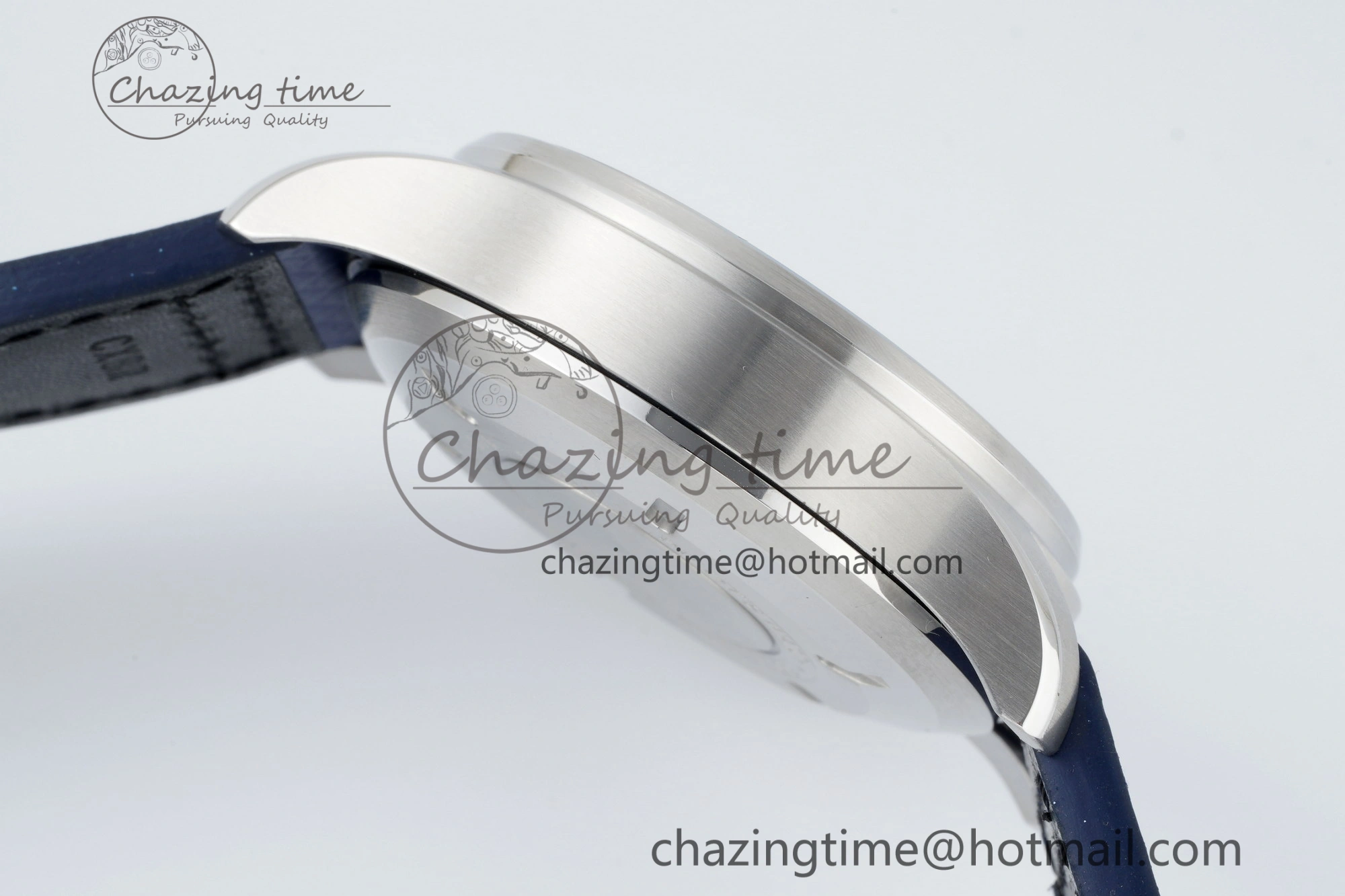 Pilot Chrono SS AZF 1:1 Best Edition Blue Dial Orange Hand on Blue Leather Strap A7750