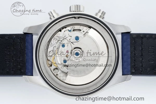 Pilot Chrono SS AZF 1:1 Best Edition Blue Dial Orange Hand on Blue Leather Strap A7750