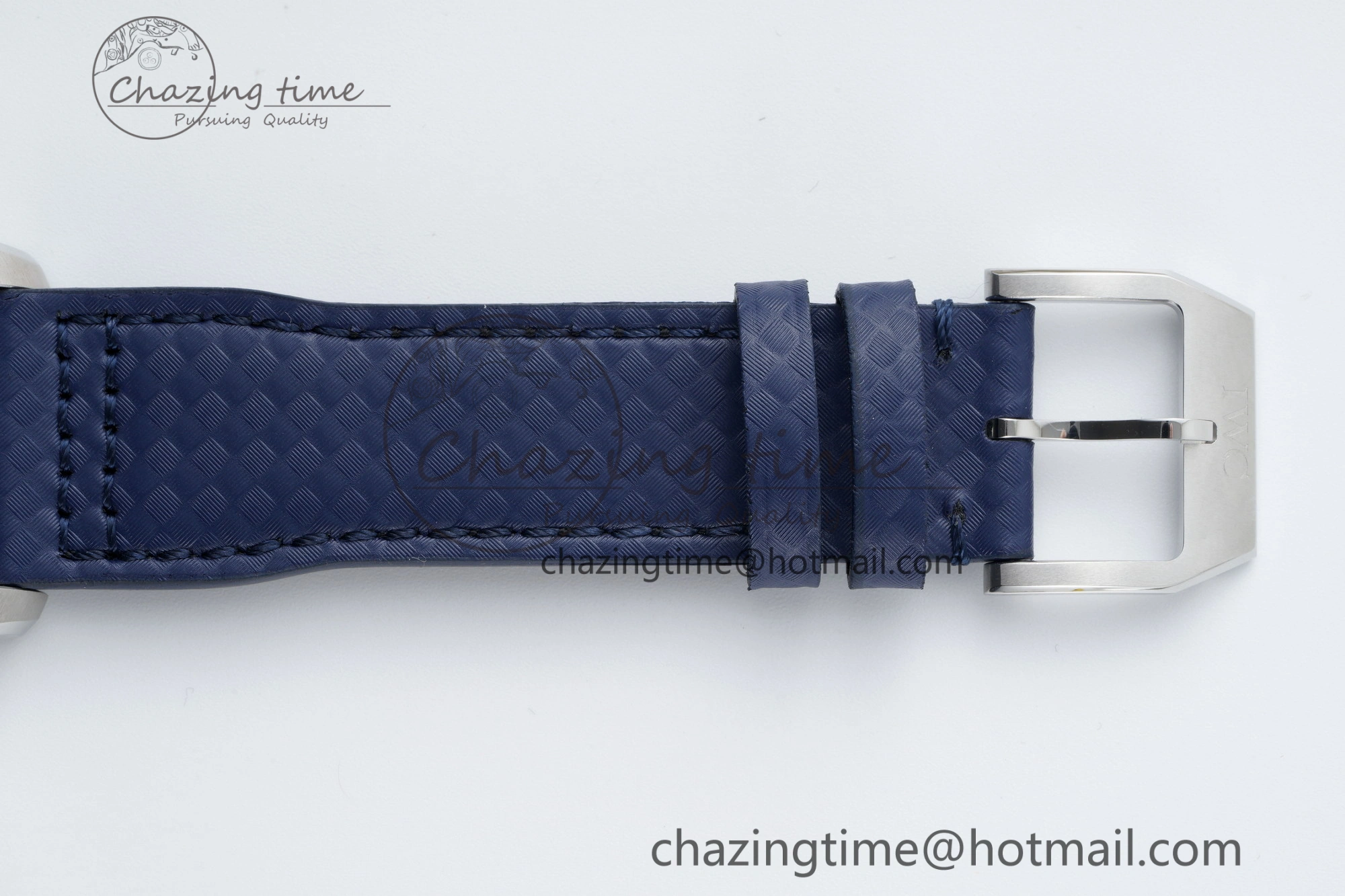 Pilot Chrono SS AZF 1:1 Best Edition Blue Dial Orange Hand on Blue Leather Strap A7750