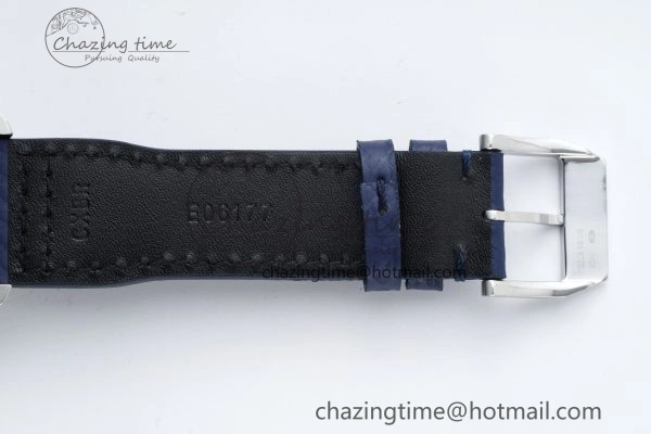 Pilot Chrono SS AZF 1:1 Best Edition Blue Dial Orange Hand on Blue Leather Strap A7750