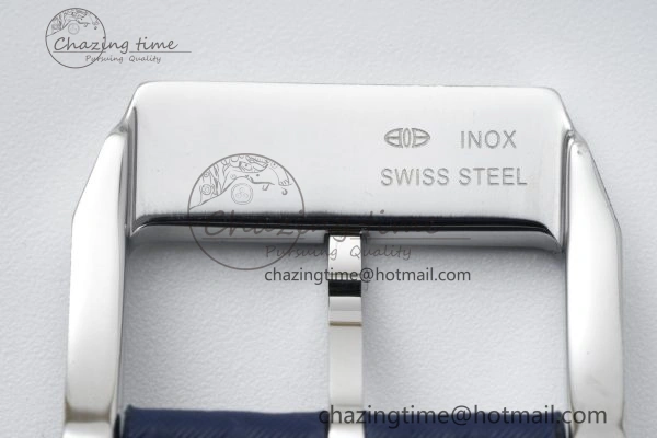 Pilot Chrono SS AZF 1:1 Best Edition Blue Dial Orange Hand on Blue Leather Strap A7750