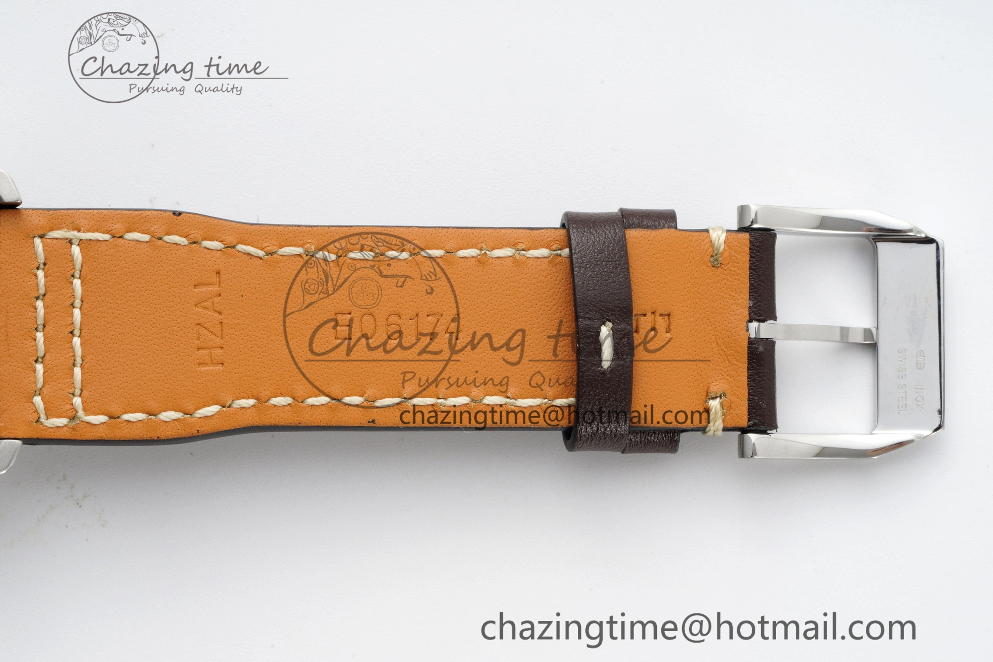 Pilot Chrono SS AZF 1:1 Best Edition Blue Dial on Brown Leather Strap A7750