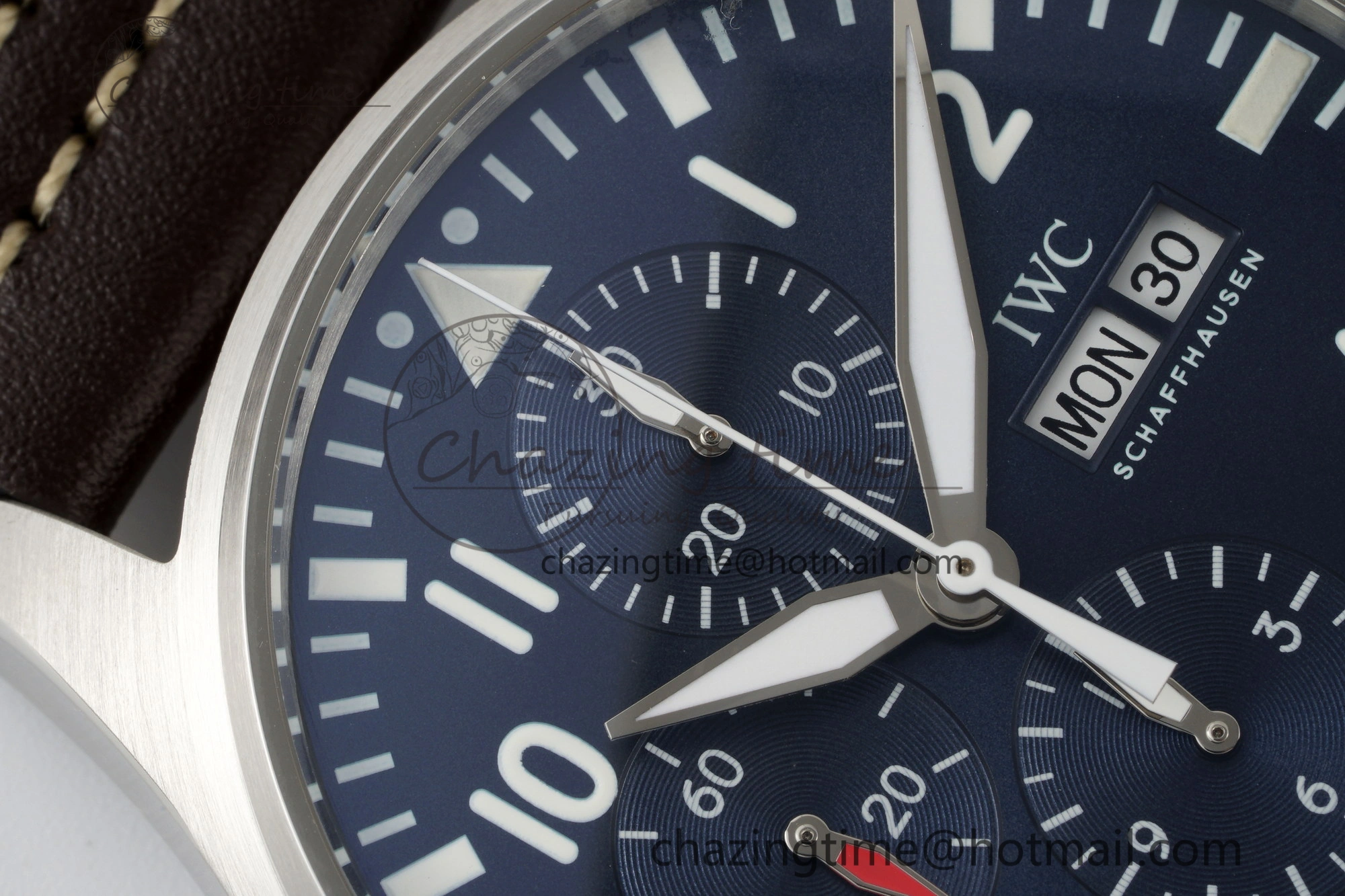 Pilot Chrono SS AZF 1:1 Best Edition Blue Dial on Brown Leather Strap A7750