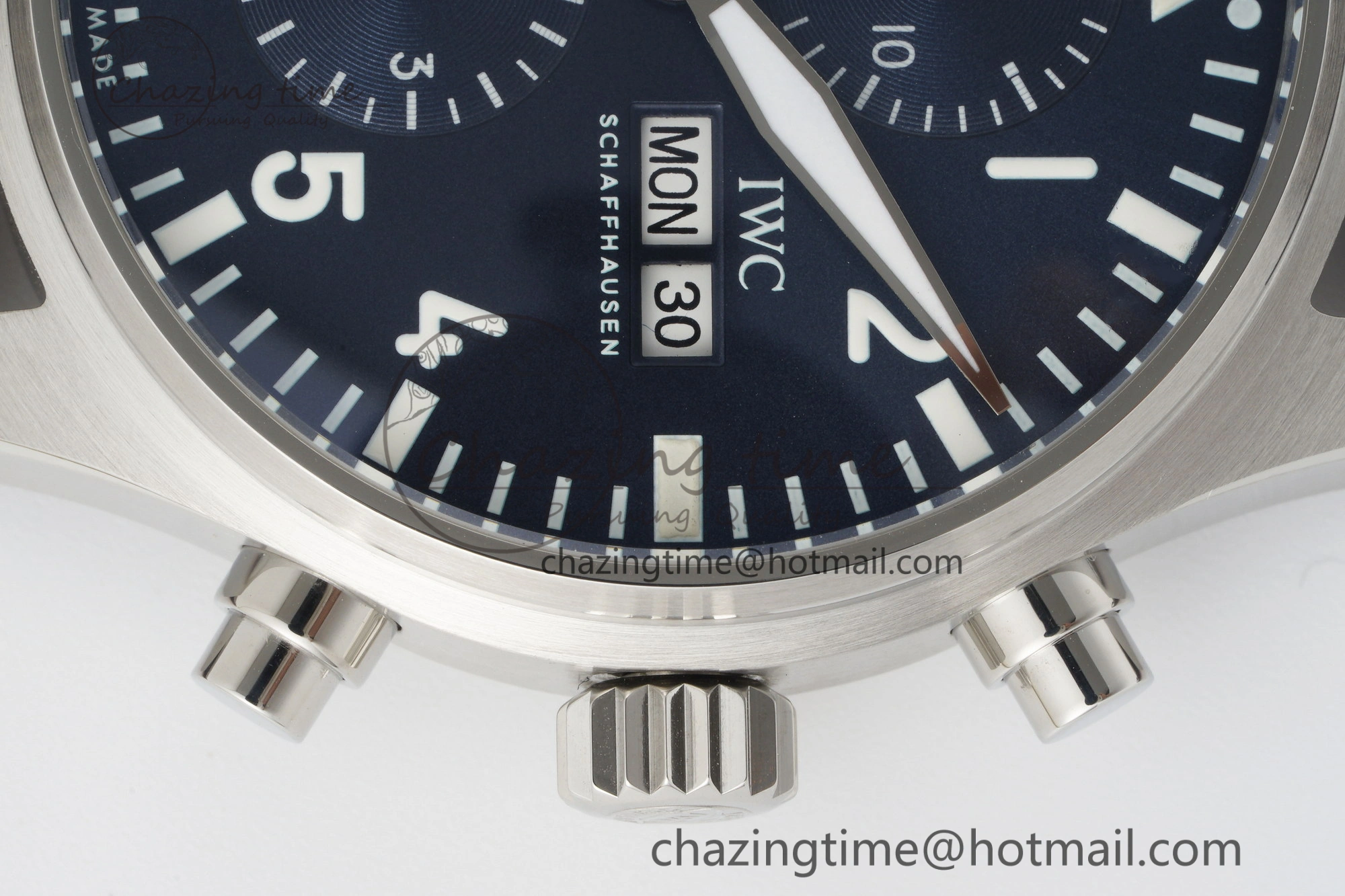Pilot Chrono SS AZF 1:1 Best Edition Blue Dial on Brown Leather Strap A7750